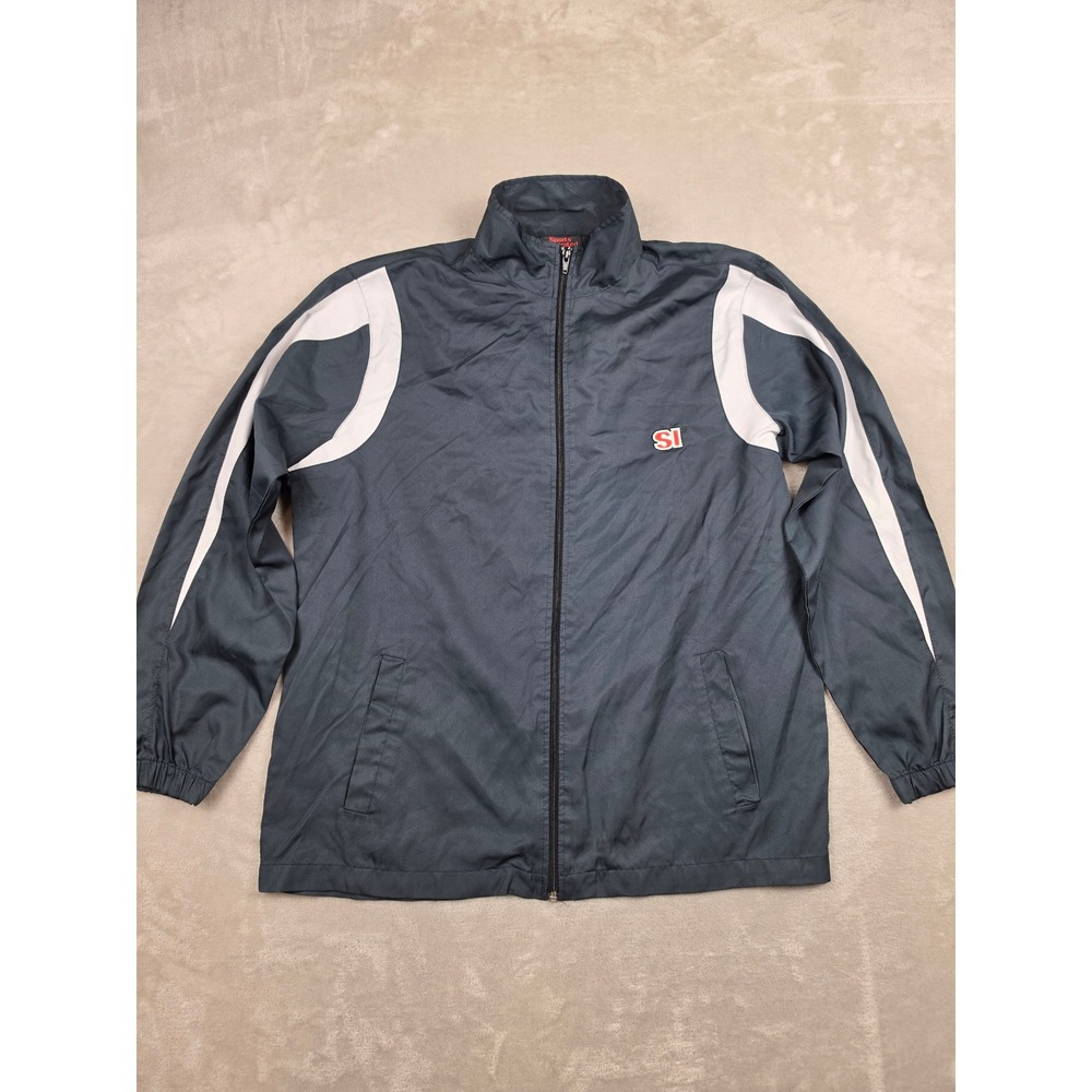 Vintage Sports Illustrated Track Jacket Mens L Blue Full Zip Windbreaker